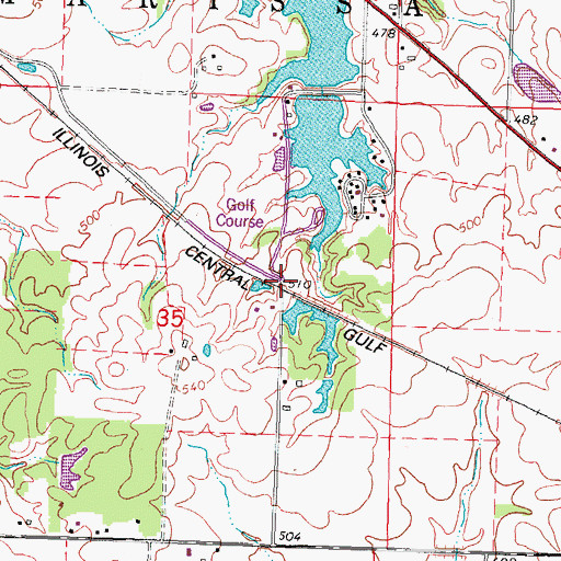 Topographic Map of Whiteoak, IL