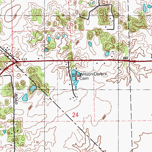 Topographic Map of Wilson-Divers Cemetery, IL