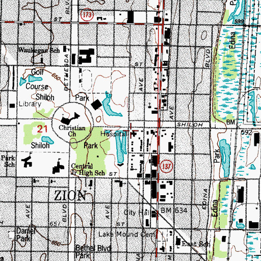 Topographic Map of American International Hospital, IL