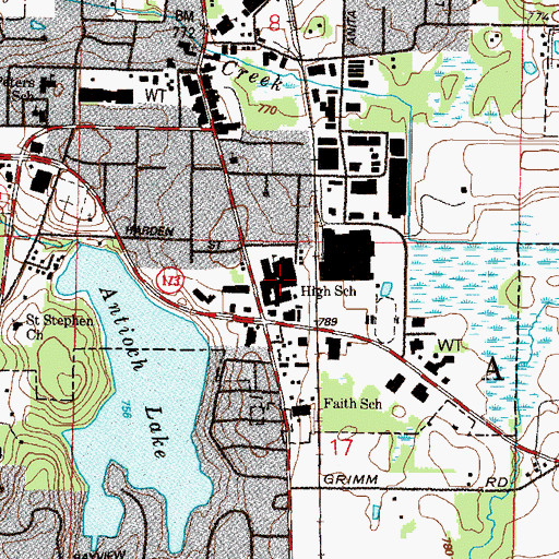 Topographic Map of Antioch Community High School, IL