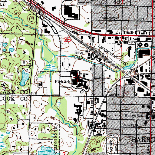 Topographic Map of Barrington High School, IL