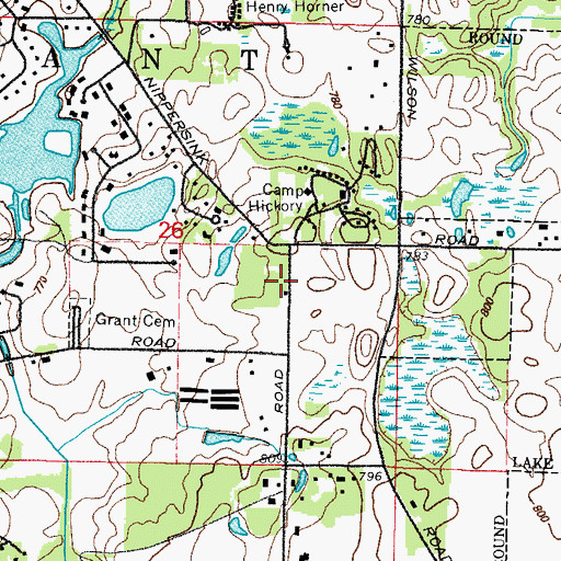 Topographic Map of Brick School (historical), IL