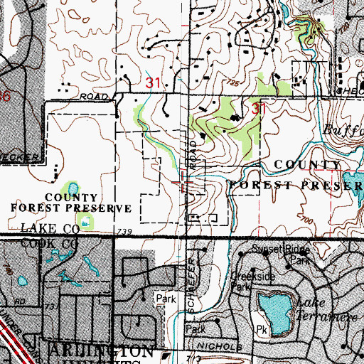 Topographic Map of Buffalo Creek Forest Preserve, IL