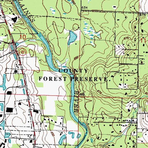 Topographic Map of Captain Dan Wright Forest Preserve, IL