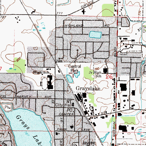 Topographic Map of Central Park, IL