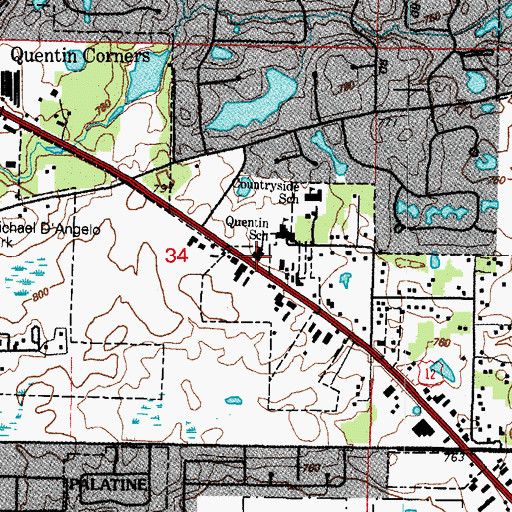 Topographic Map of Charles Quentin Elementary School, IL