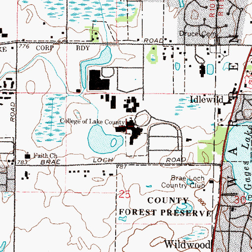 Topographic Map of College of Lake County, IL