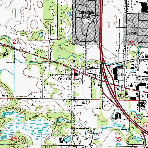 Topographic Map of Evangelical Free Church, IL