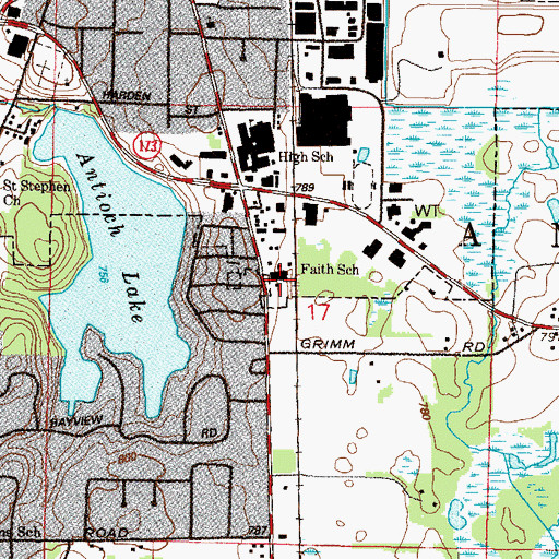 Topographic Map of Faith Evangelical Lutheran School, IL
