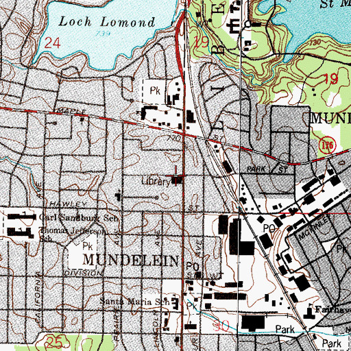 Topographic Map of Fremont Public Library, IL