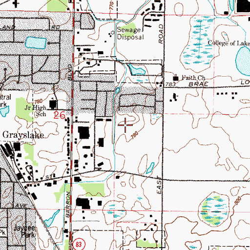 Topographic Map of Grayslake High School, IL