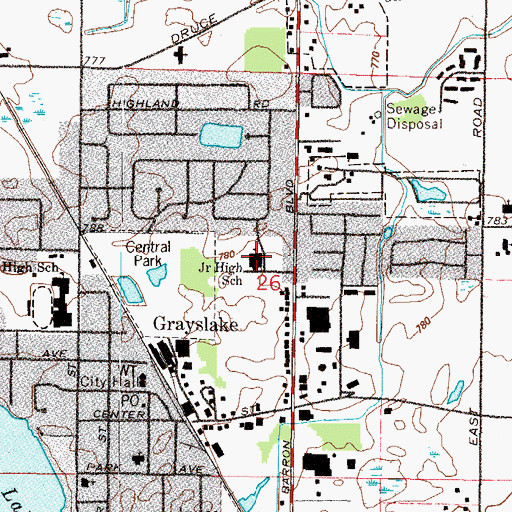 Topographic Map of Grayslake Middle School, IL