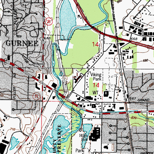 Topographic Map of Gurnee Grade School, IL