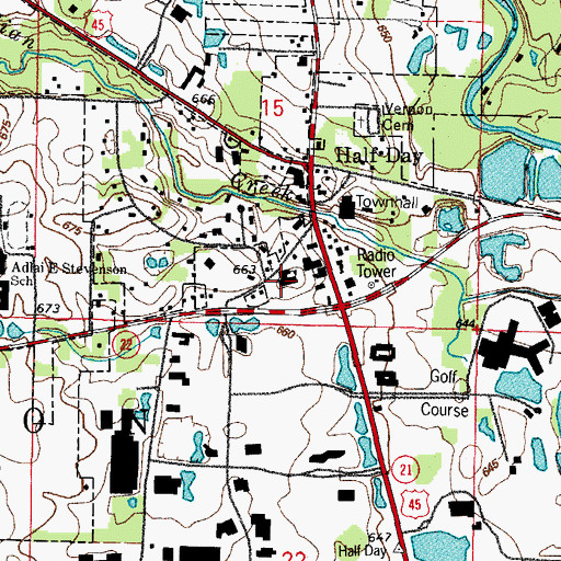 Topographic Map of Half Day School, IL