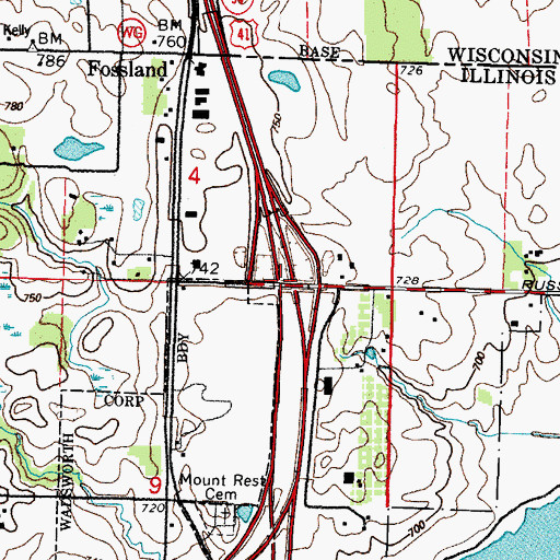 Topographic Map of Interchange 1, IL