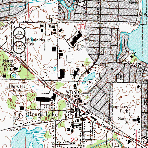 Topographic Map of John T McGee Middle School, IL