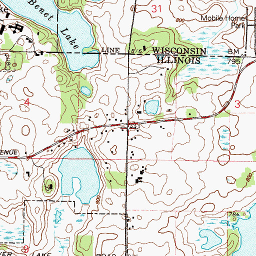 Topographic Map of Johnson School (historical), IL