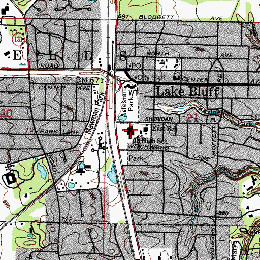 Topographic Map of Lake Bluff Middle School, IL