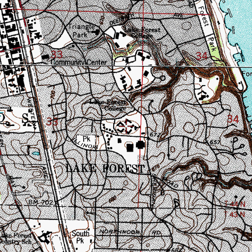 Topographic Map of Lake Forest Academy, IL