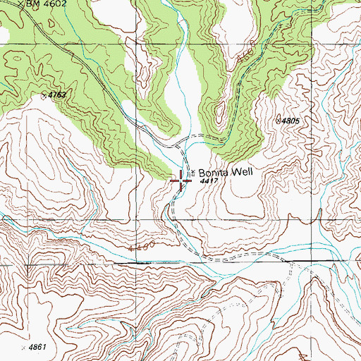 Topographic Map of Bonita Well, AZ