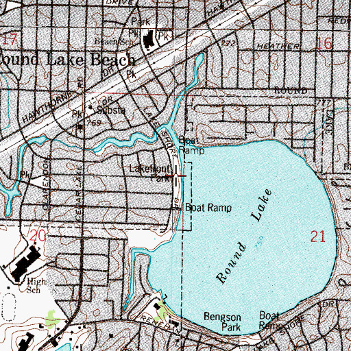 Topographic Map of Lakefront Park, IL