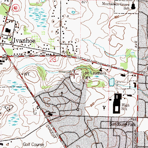 Topographic Map of Leo Leathers Park, IL