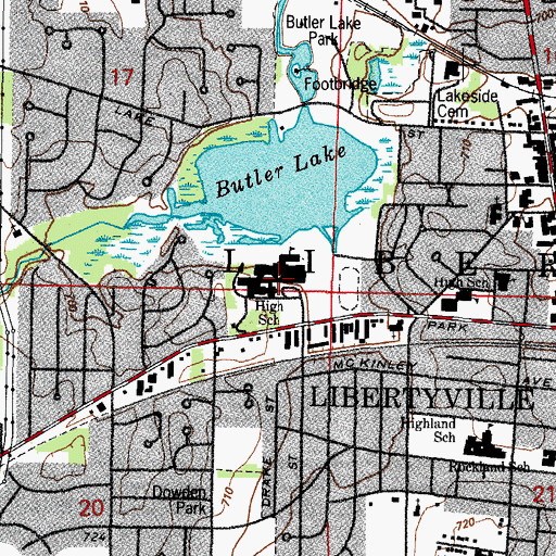 Topographic Map of Libertyville High School, IL