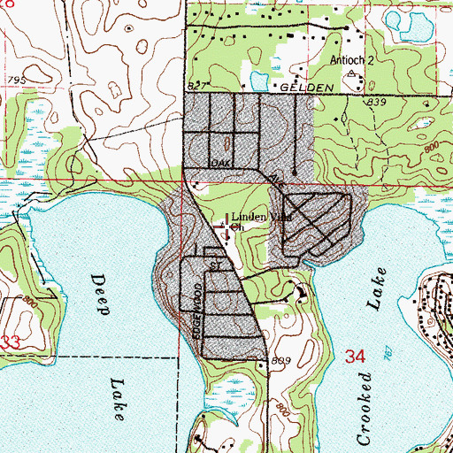 Topographic Map of Linden Villa Church, IL