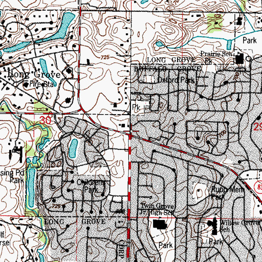Topographic Map of Long Grove School (historical), IL