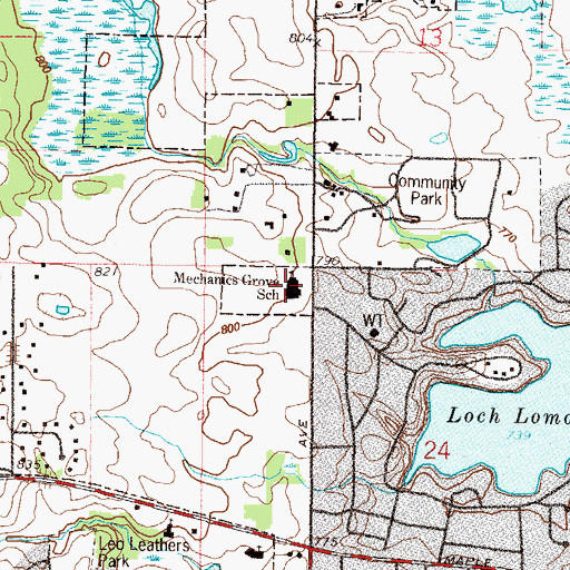 Topographic Map of Mechanics Grove Elementary School, IL