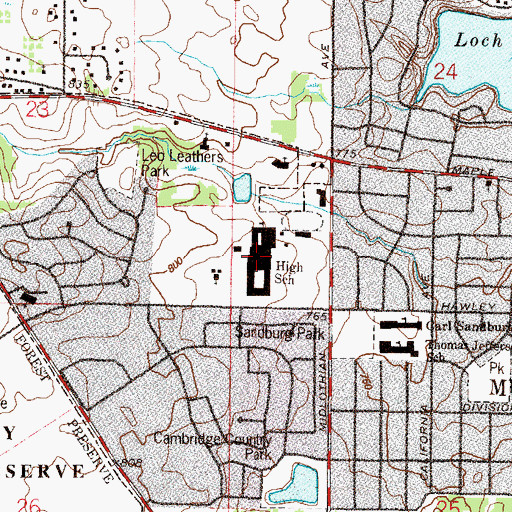 Topographic Map of Mundelein High School District 120, IL