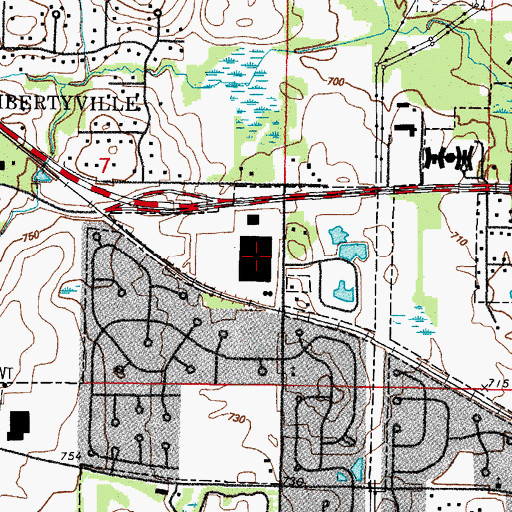 Topographic Map of New Towne Square Shopping Center, IL