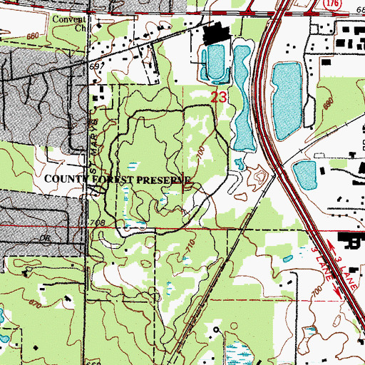 Topographic Map of Old School Forest Preserve, IL