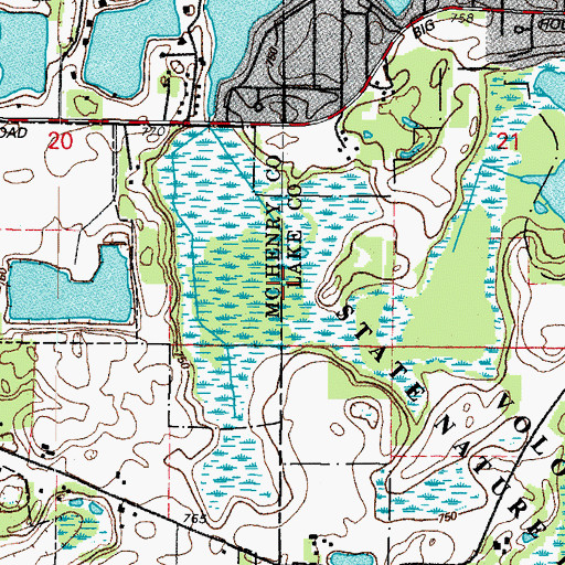 Topographic Map of Pistakee Bog Nature Preserve, IL
