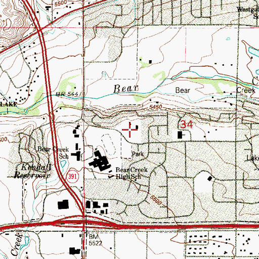Topographic Map of Bear Creek K - 8 School, CO