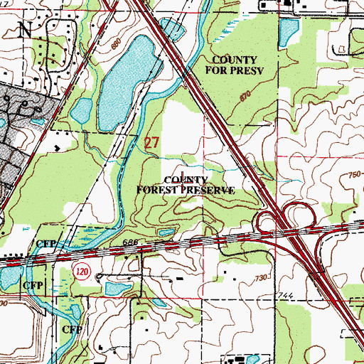 Topographic Map of River Hill Forest Preserve, IL
