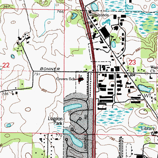 Topographic Map of Robert Crown Elementary School, IL
