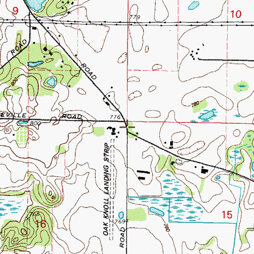 Topographic Map of Roseville School (historical), IL