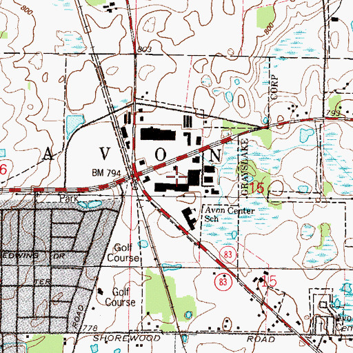 Topographic Map of Round Lake Commons Shopping Center, IL