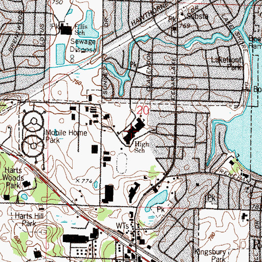 Topographic Map of Round Lake Senior High School, IL
