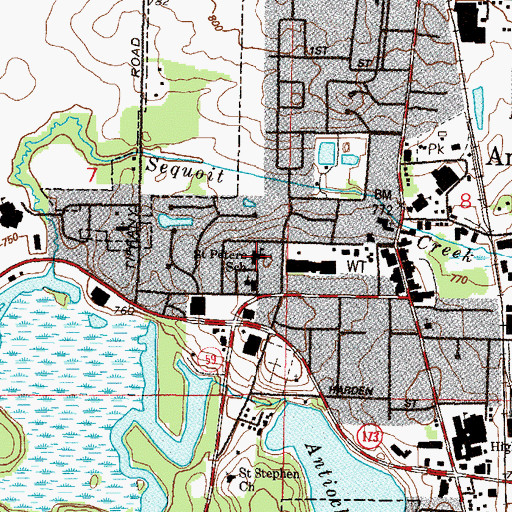 Topographic Map of Saint Peters School, IL