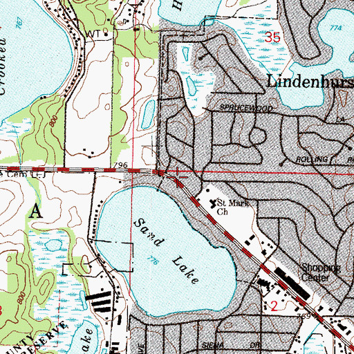 Topographic Map of Sand Lake Post Office (historical), IL