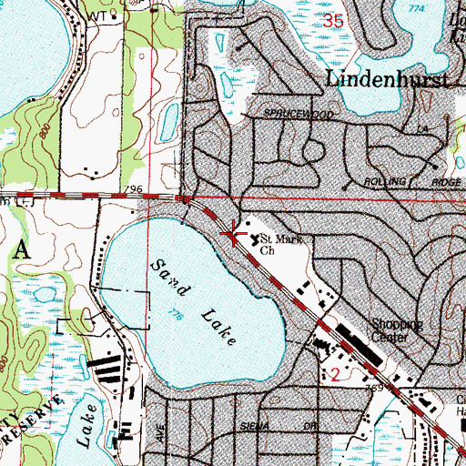 Topographic Map of Sand Lake School (historical), IL