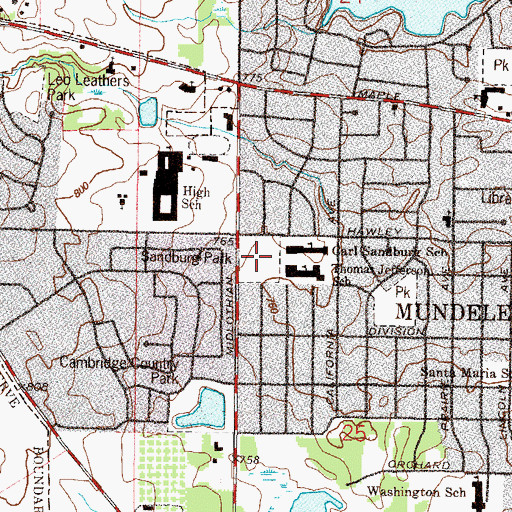 Topographic Map of Sandburg Park, IL