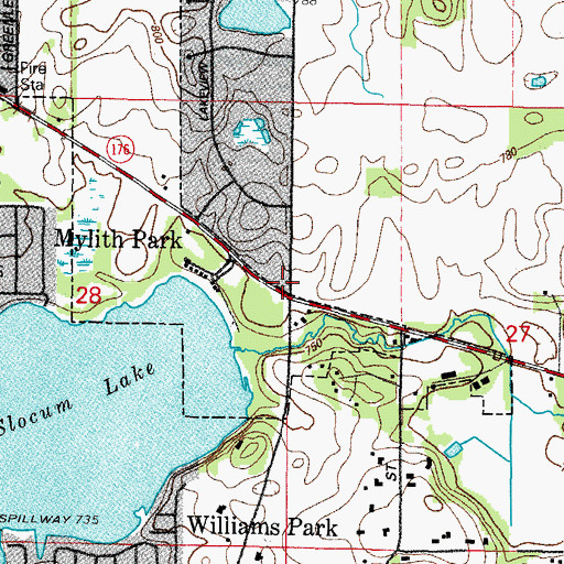 Topographic Map of Slocum Lake School (historical), IL