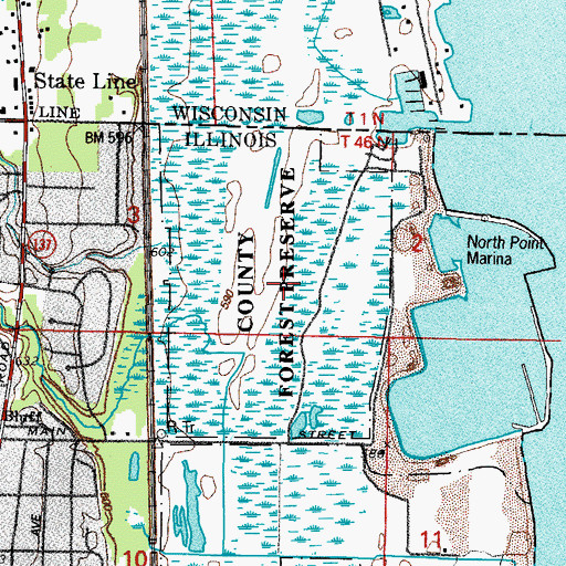 Topographic Map of Spring Bluff Forest Preserve, IL
