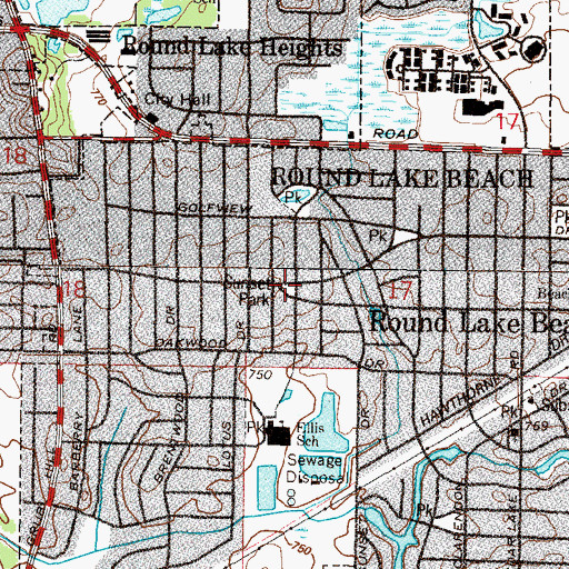 Topographic Map of Sunset Park, IL