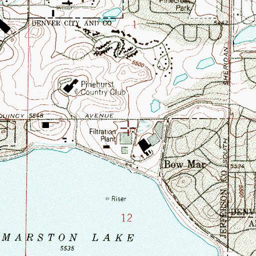 Topographic Map of North Marston Filtration Plant, CO