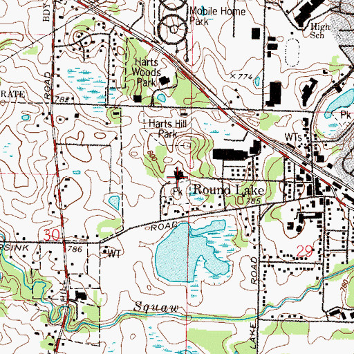 Topographic Map of Village Elementary School, IL
