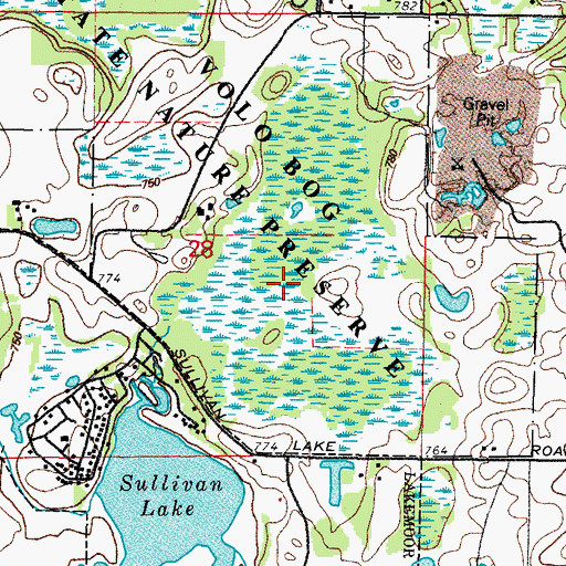 Topographic Map of Volo Bog, IL